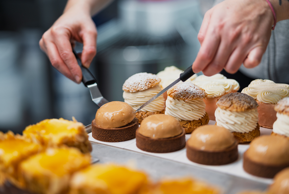 Pastry chef preparing delicious desserts